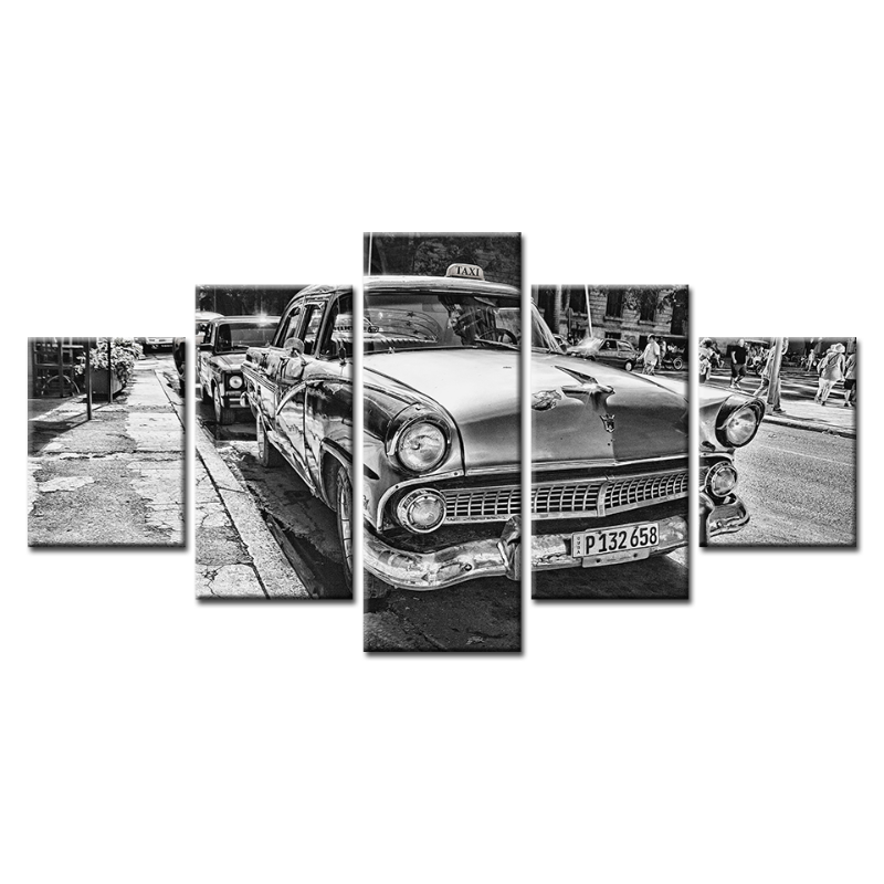 Elegant 5-Piece Canvas Set Featuring Classic Car Artwork