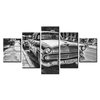 Elegant 5-Piece Canvas Set Featuring Classic Car Artwork