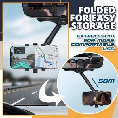 Adjustable Car Mirror Smartphone Mount | Fits Devices Up to 6.5 Inches | Conveniently Collapsible Design