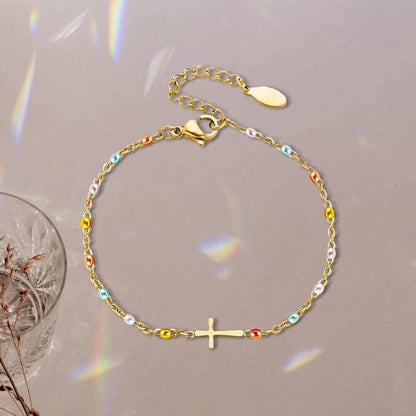 Cross Bracelet for Friendship and Faith – Adjustable in Silver or Gold – Gift Box Available