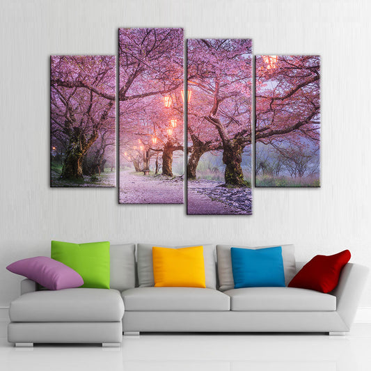 Canvas Artwork of Large Pink Trees for Wall Decoration
