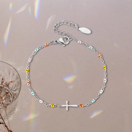 Cross Bracelet for Friendship and Faith – Adjustable in Silver or Gold – Gift Box Available