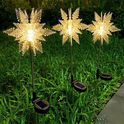 Set of 2 Solar Powered Waterproof LED Lawn Lights - Snowflake Design
