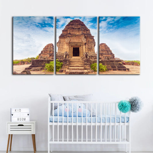 3-Piece Canvas Art Set - Ancient Temple Wall Decor