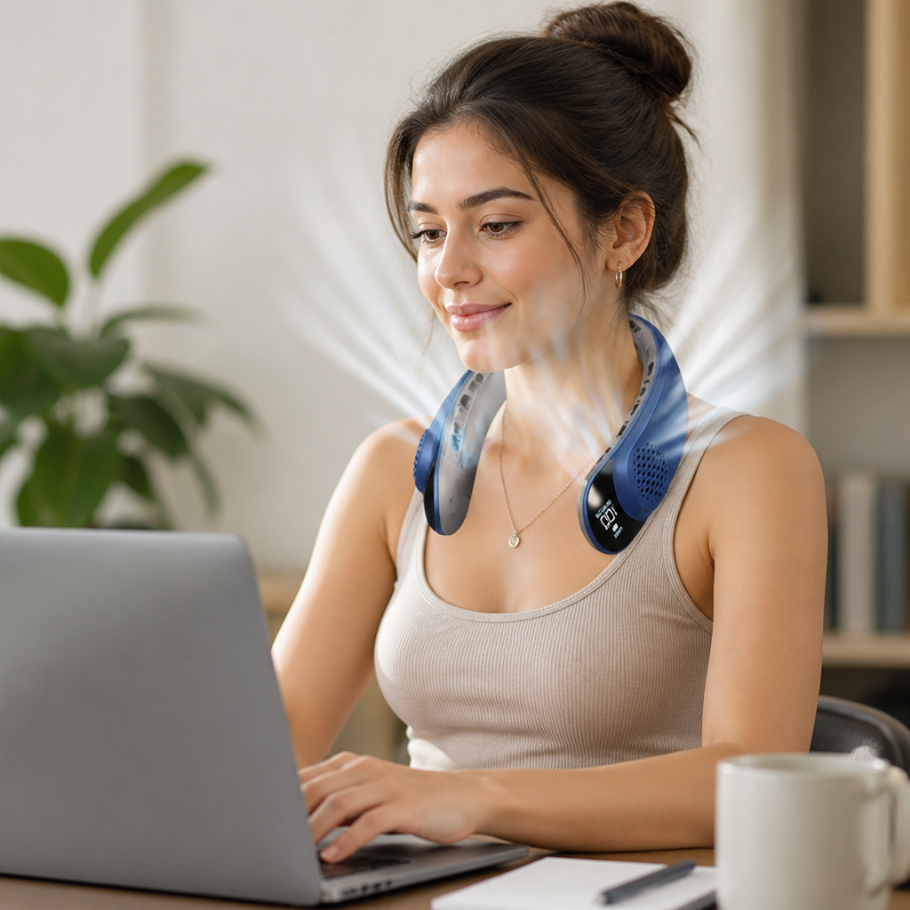 All-Around Cool: Rechargeable USB-C Neck Fan