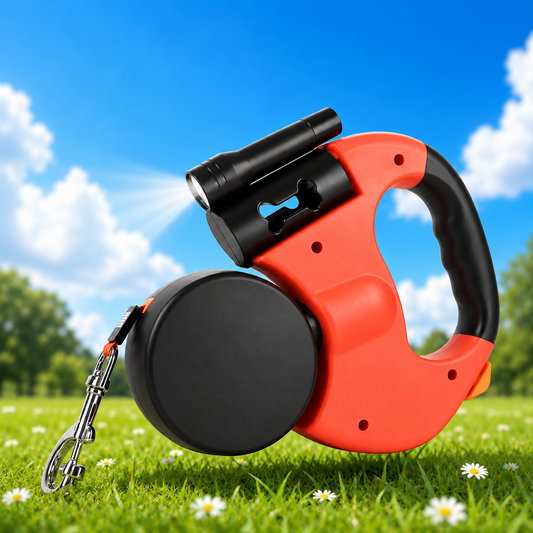 10-Foot Dual Retracting Leash for Dogs with Built-in Flashlight