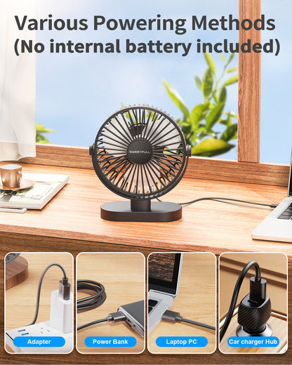 6.5 Inch Portable USB Desk Fan for Home, Office, Car, and Travel