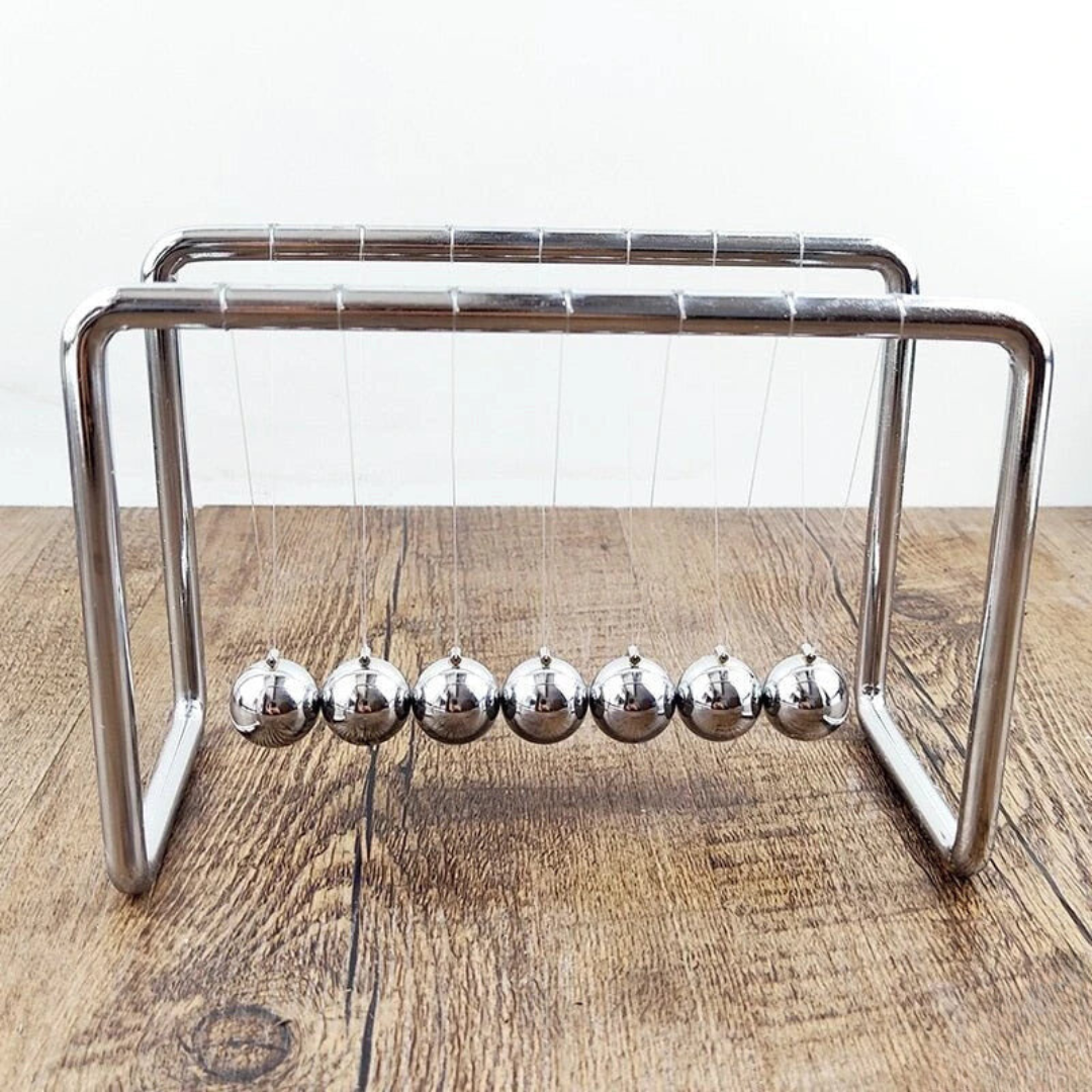 Silver Balance Balls Desk Toy - Newton Pendulum for Office Decor