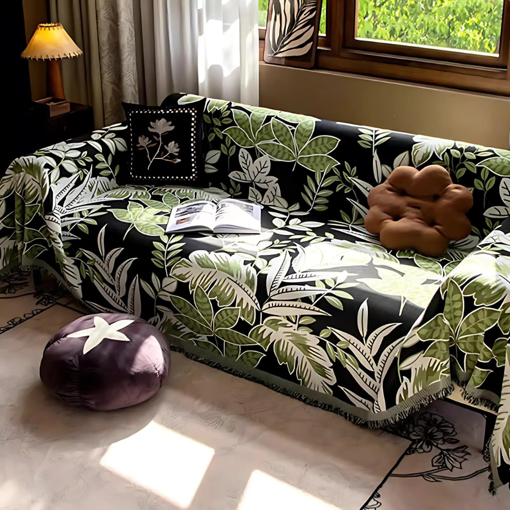 Chic Vintage Chenille Sofa Protector with Tassels