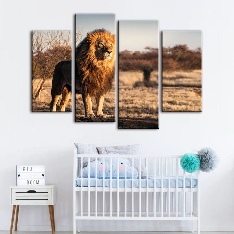 Stunning Lion Serenity - 4-Piece Canvas Art Set