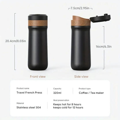 Travel Coffee Brewer with French Press Design