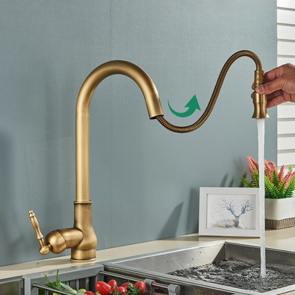 Vintage Kitchen Faucet in Antique Brass Finish