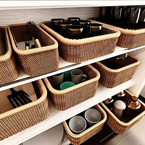 Elegant Rectangular Rattan Storage Solution