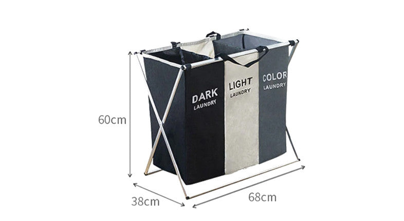 Triple-Compartment Laundry Sorter