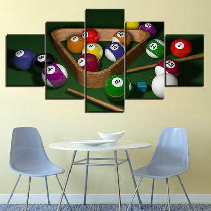 Vibrant Pool Ball Canvas Art - 5 Piece Set