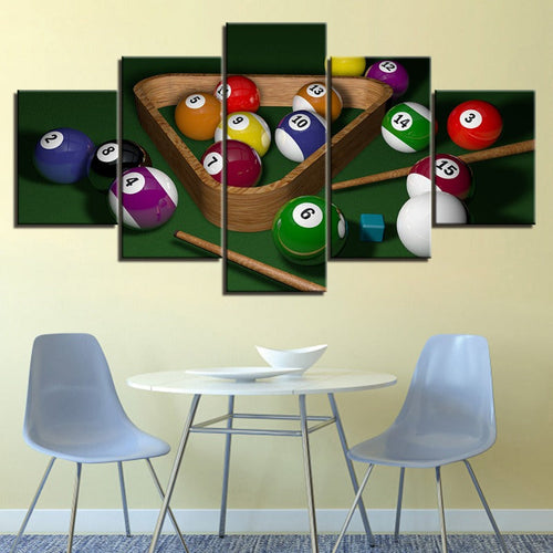 Vibrant Pool Ball Canvas Art - 5 Piece Set