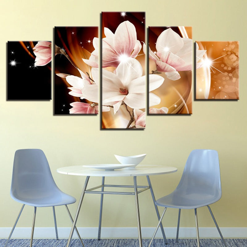 Vibrant Floral Canvas Art Set - 5 Piece Wall Décor