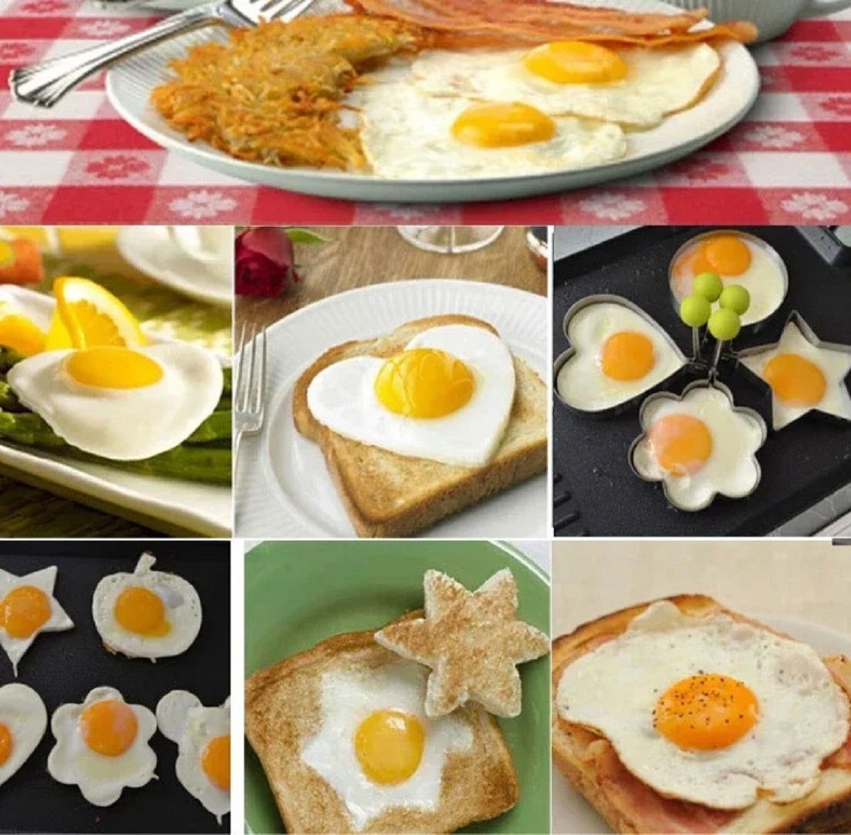 Heart-Shaped Pancake and Fried Egg Mold in Stainless Steel
