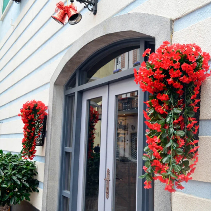 Hanging Basket with Vibrant Artificial Flowers