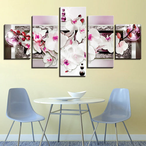 Vibrant 5-Panel Floral Canvas Art for Elegant Spaces