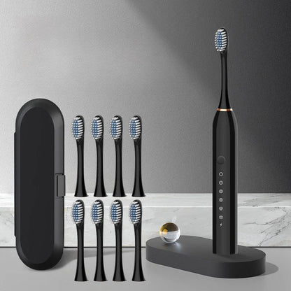 Rechargeable Sonic Toothbrush – Quiet Operation, Includes 8 Brush Heads