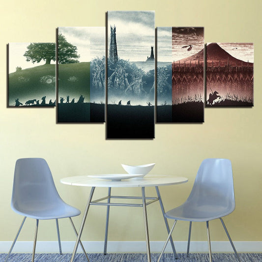 Stunning 5-Piece Black and White Landscape Canvas Set