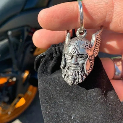 Keychain with Ride Bell - Viking God Guardian Design