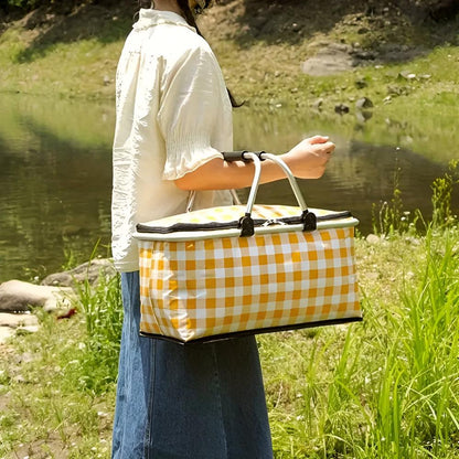 Versatile Insulated Picnic Basket with Foldable Design
