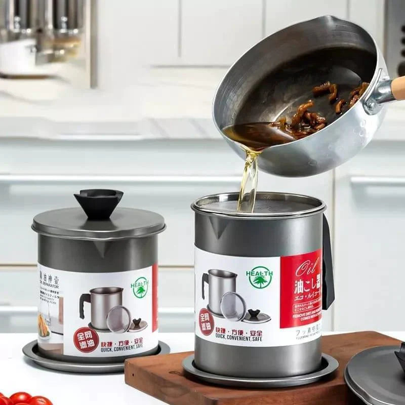1.4L Stainless Steel Oil Strainer for Kitchen Use