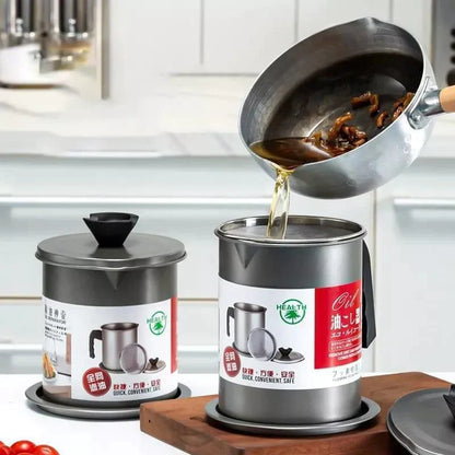 1.4L Stainless Steel Oil Strainer for Kitchen Use