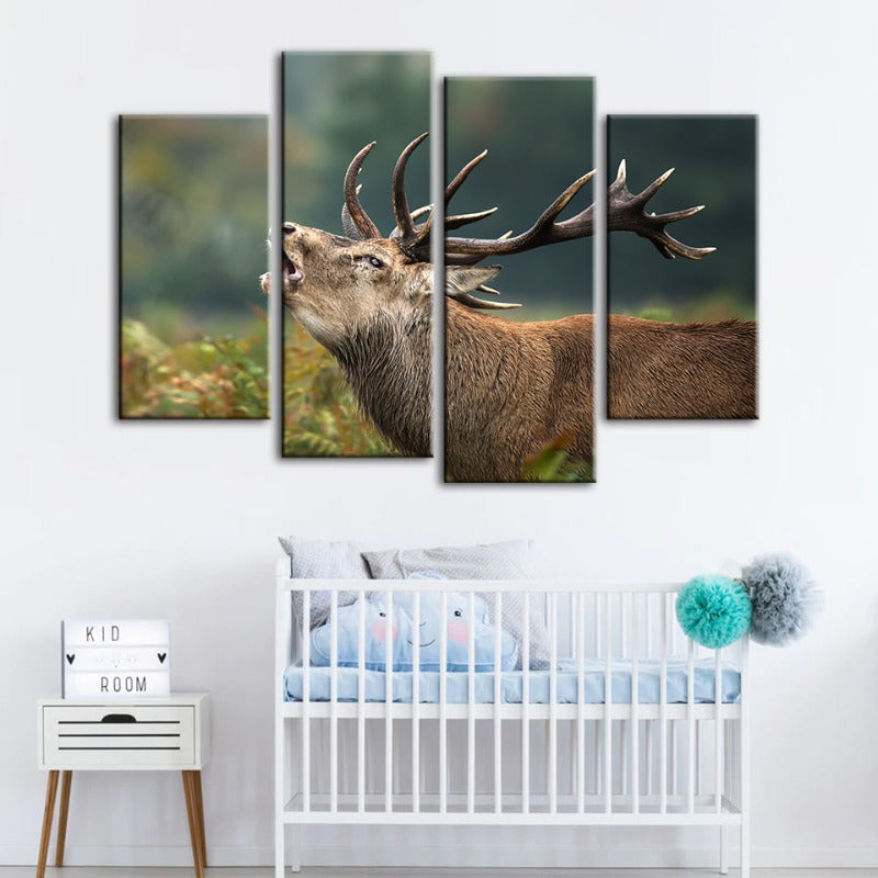 Majestic Elk Quartet - Nature-Inspired Canvas Artwork