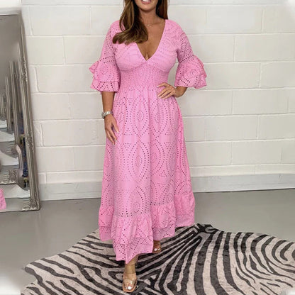Chic Midi Dress with Ruffle Sleeves for Effortless Elegance