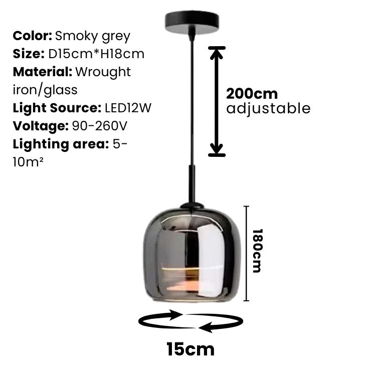Nordic Black Glass Hanging Light Fixture - Modern Pendant Lamp for Dining and Kitchen