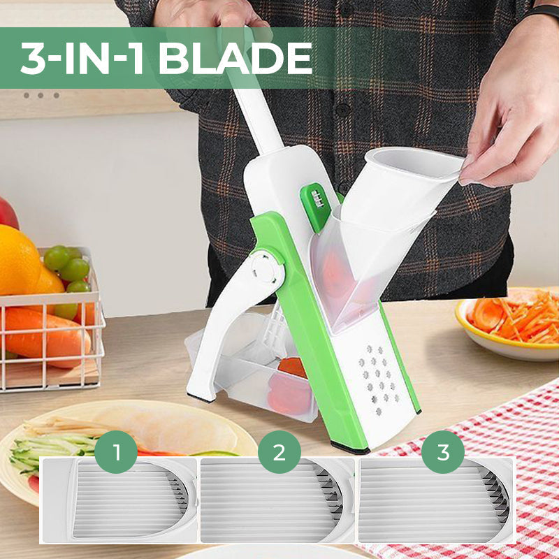 Versatile Vegetable Slicer with Adjustable Safety Features