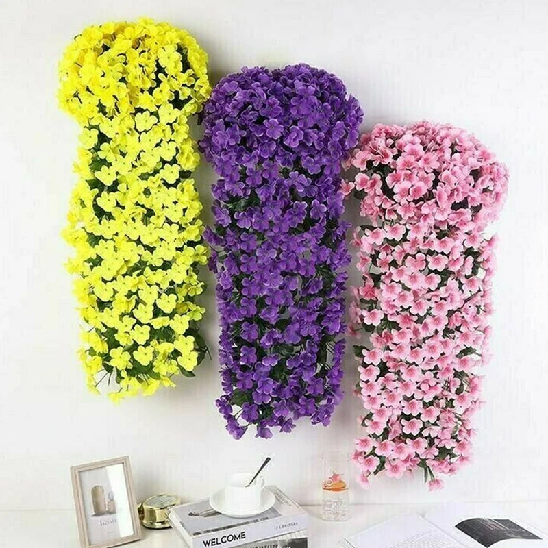 Hanging Basket with Vibrant Artificial Flowers