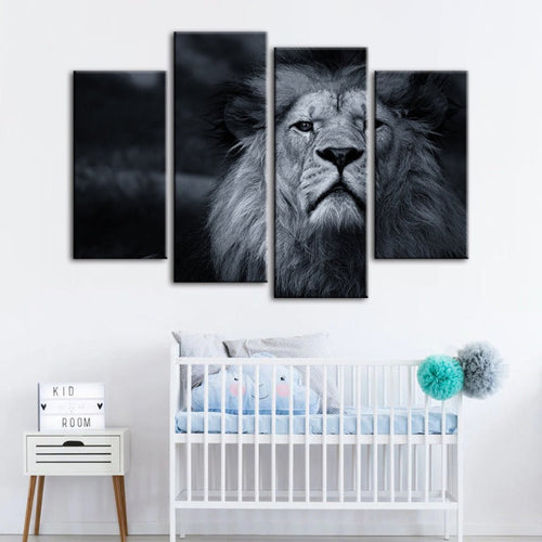 Serene Lion Canvas Art Set - 4 Piece Wall Décor