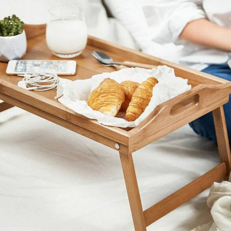 Breakfast Tray Table in Bamboo for Bed Use