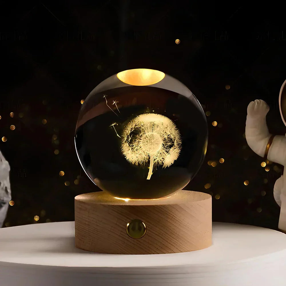 Cosmic Ambient Home Decor - LED Crystal Sphere Night Lamp