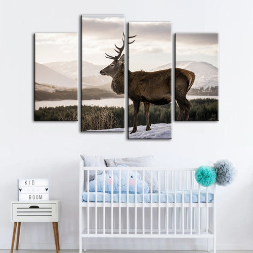 Tranquil Winter Stag - 4 Piece Canvas Art Set