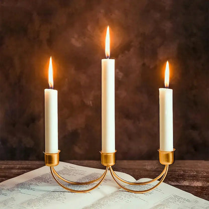 Elegant Gold Finish Iron Candle Stand for Three Candles
