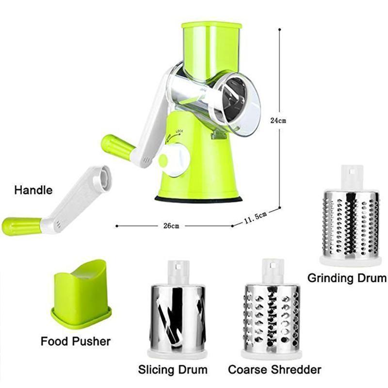 Rotating Vegetable Cutter and Cheese Grater - 3-in-1 Tool