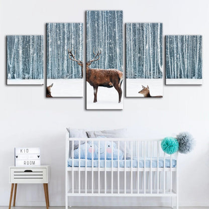 Tranquil Winter Scene - 5 Piece Canvas Art Collection