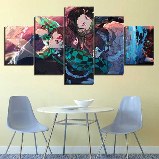 5-Piece Canvas Art Set - Anime Warrior Team Wall Decor