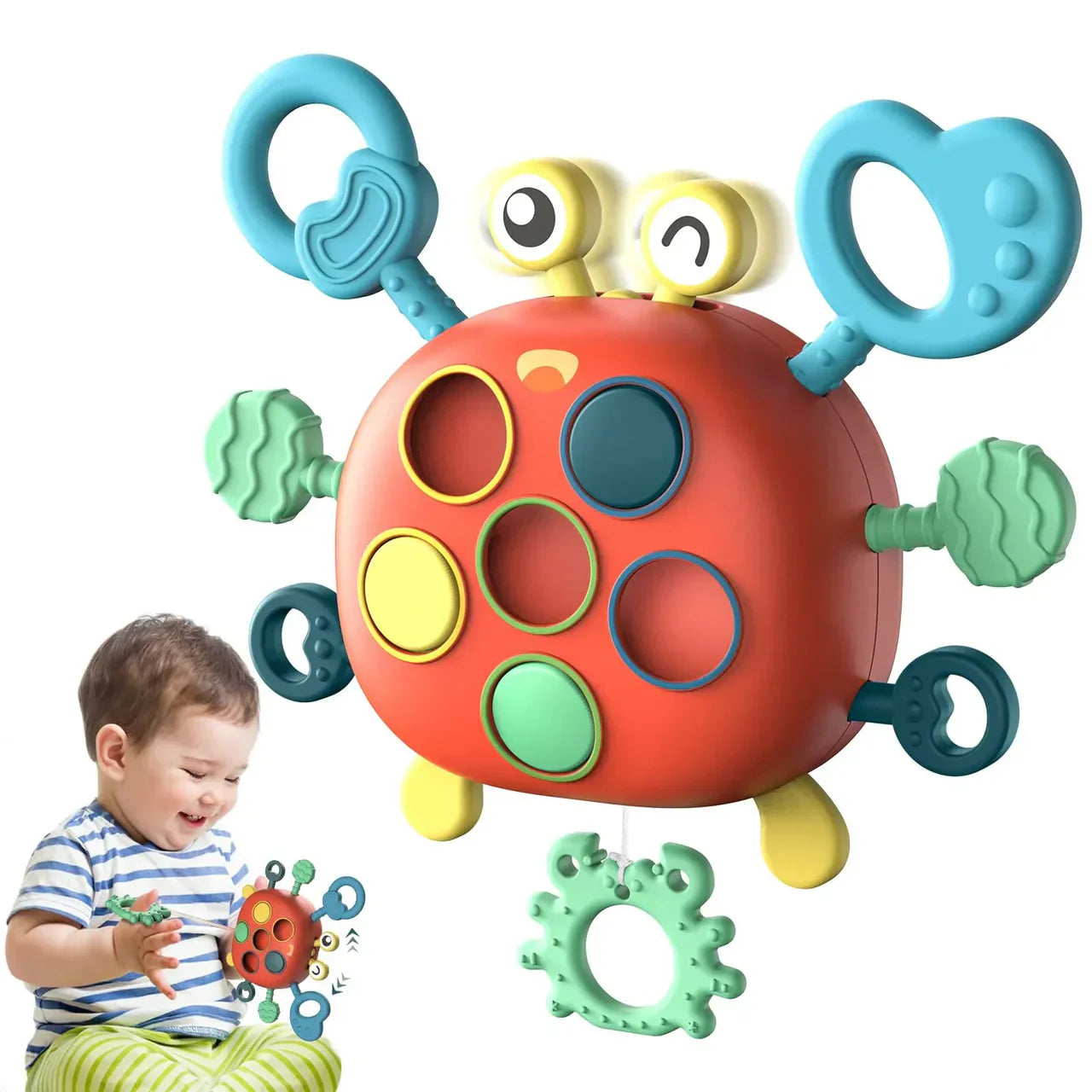 Colorful Crab Pull Toy for Infants - Montessori Inspired Fun