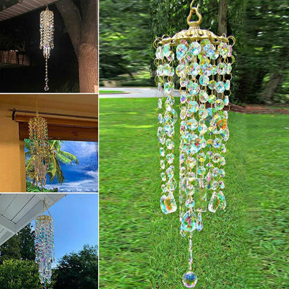 Crystal Glass Wind Chime in Aurora Design