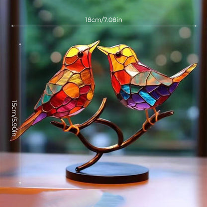 Double-Sided Multicolor Acrylic Ornaments with Birds on Branches