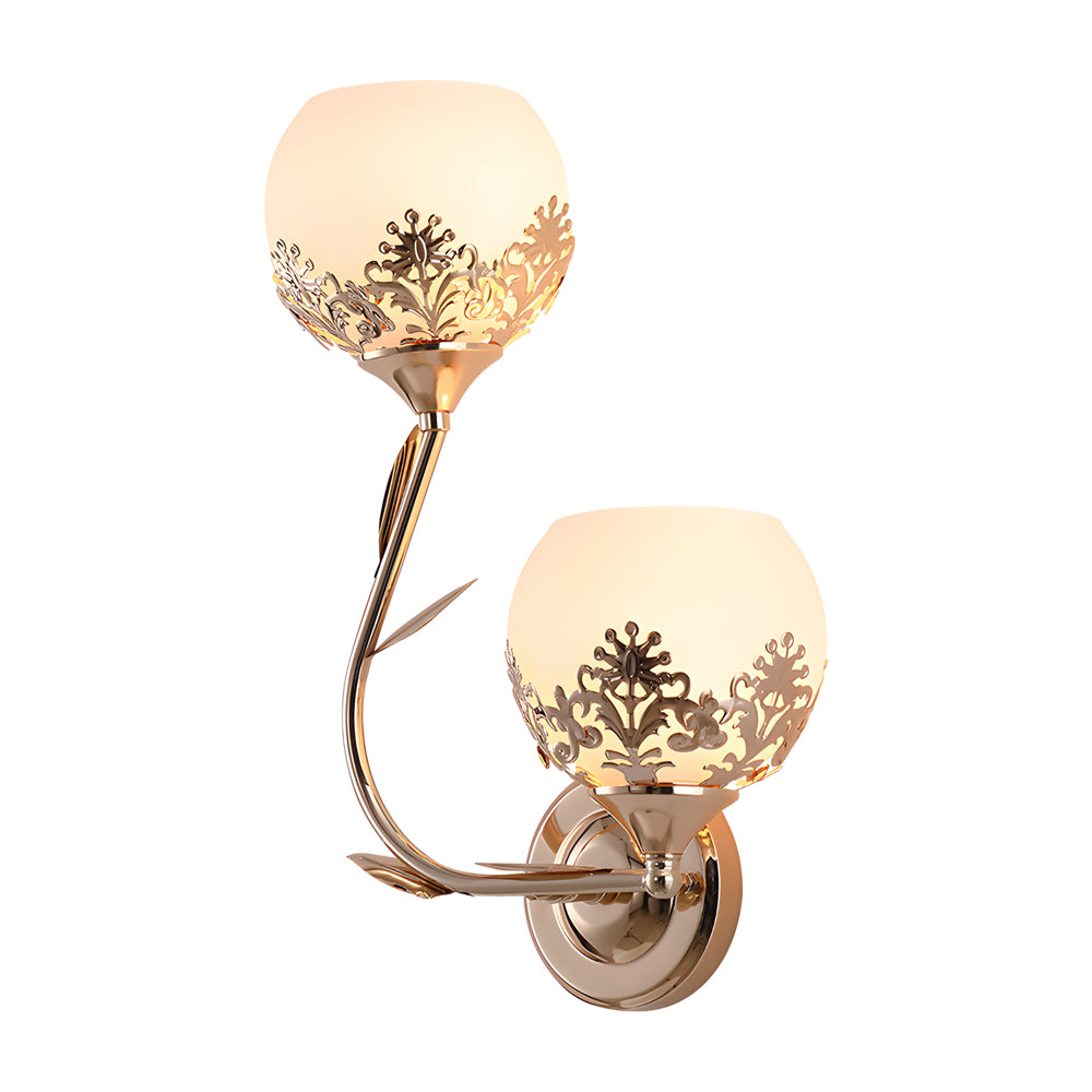 Simple European Style Wall Sconces with 2-Light Glass Flower Design