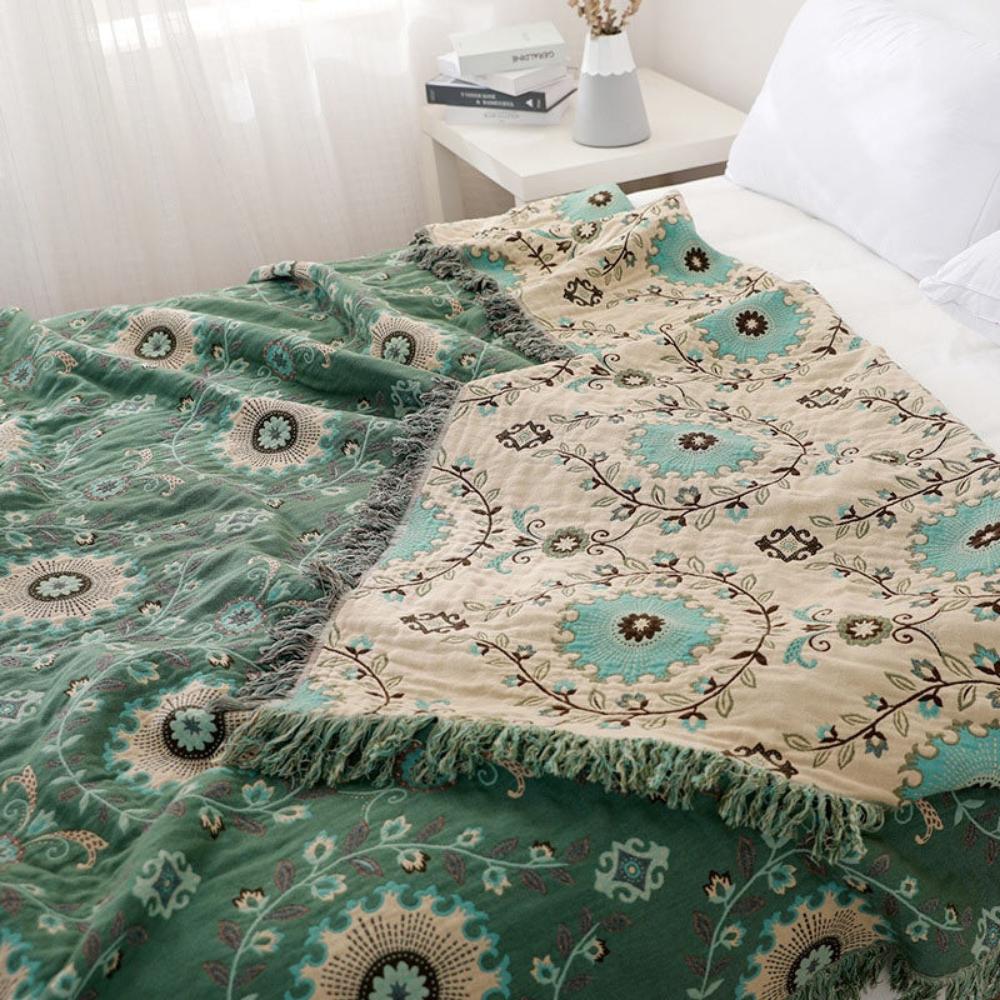 Chic Mandala Reversible Cotton Throw for All Seasons