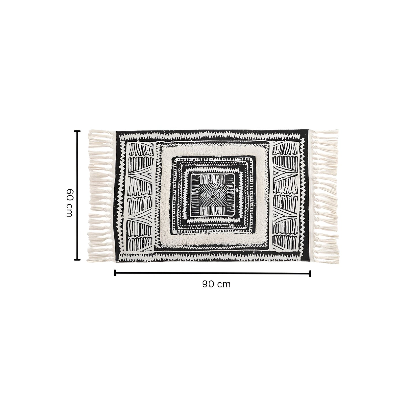 Chic Geometric Floor Rug with Tassel Accents