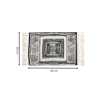 Chic Geometric Floor Rug with Tassel Accents